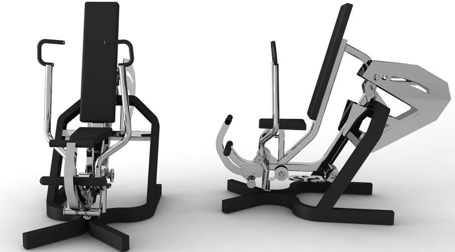 Render di due attrezzature con meccanismi articolati